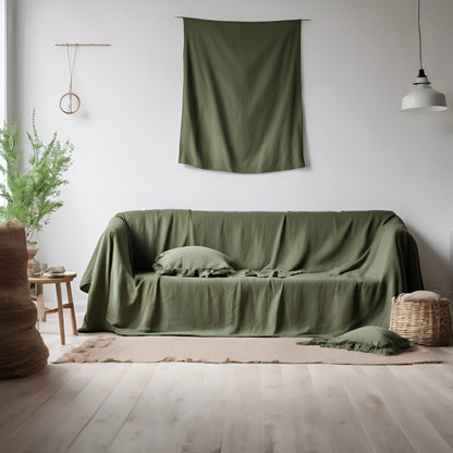 moss green linen cound cover in linen