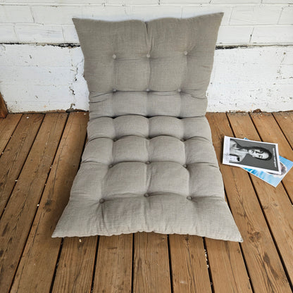 Bench cushion in navy blueF linen,  floor cushion in Custom size, shikibuton thick mat Shiki futon filled organic fiber filler