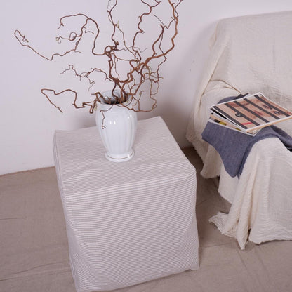 Linen Ottoman slipcover in custom size, natural cover Custom ikea linen cover cube slip cover for bench pouf sofa cover customsize