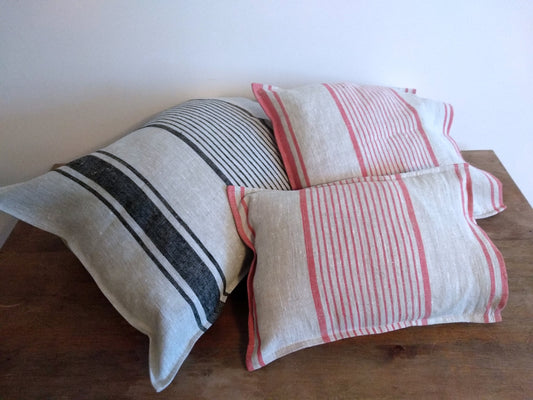 Striped linen pillowcase Standard, queen, king, body, euro sham and custom size pillow cover. French linen Vintage Cottage