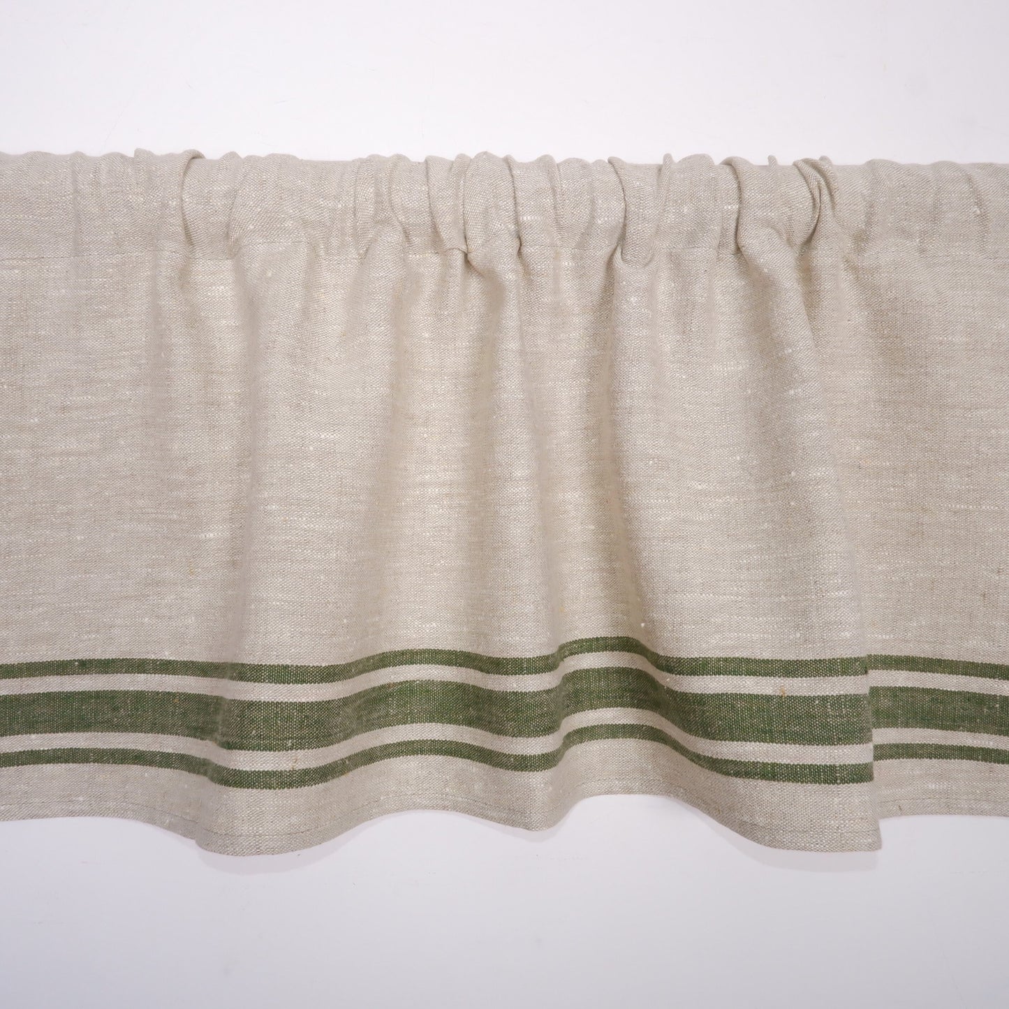 Ticking Valance Farmhouse Curtain in linen, Pure linen window treatment. Living room Cafe Kitchen window panel Grain sack with french stripe