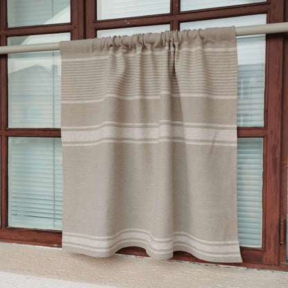 Ticking Valance - natur beige - Farmhouse Pure linen window treatment, Living room Cafe Kitchen window panel, Grain sack farmhouse curtains
