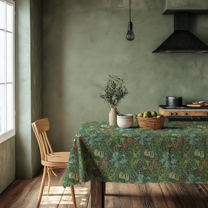 Linen foral tablecloth william Morris Golden Lilly, arts and crafts movement tablecloth Victorian style