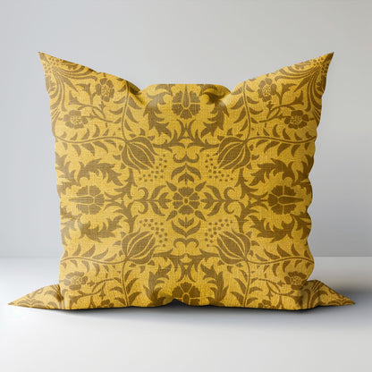 Modern linen Pillow Cover with William Morris mustard yellow print , Art and Crafts Pillow case on linen for Coutryhome  Victorian