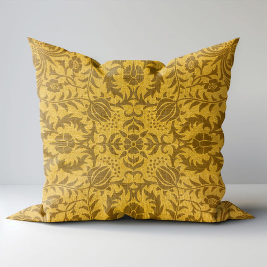 Modern linen Pillow Cover with William Morris mustard yellow print , Art and Crafts Pillow case on linen for Coutryhome  Victorian
