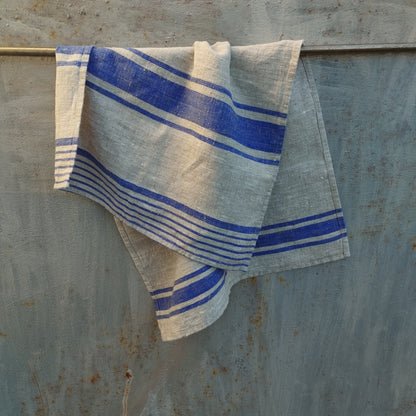 French striped linen towels, Farmhouse linen kitchen towels, Sauna Spa linen towels, Thick linen ttea towels, Natural linen hand towels