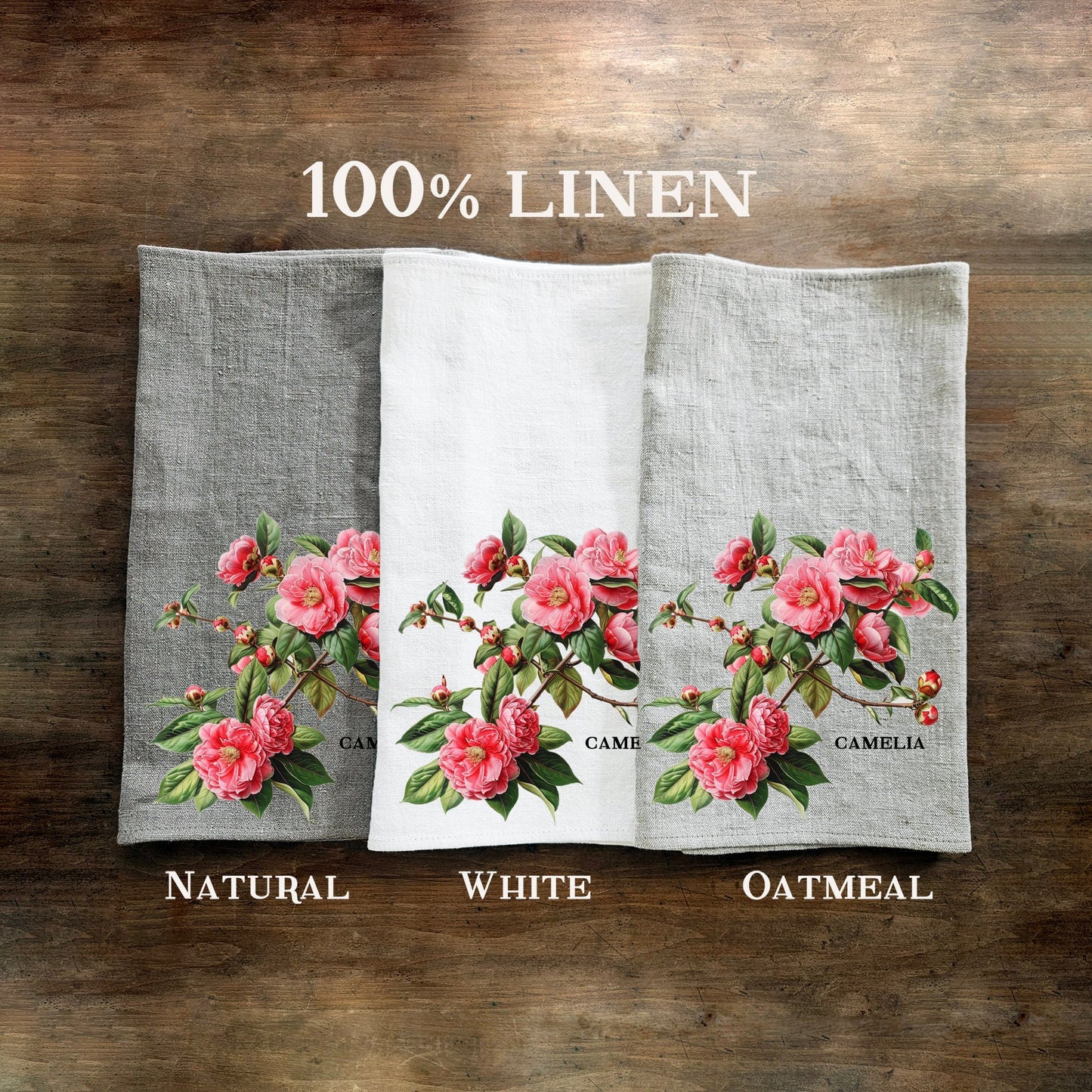 Hydrangea floral Tea Towel in linen, Botanical Hand Towels Tea in linen, blue flowers linen  Dish Towel  Kitchen Décor Tea Towel in linen