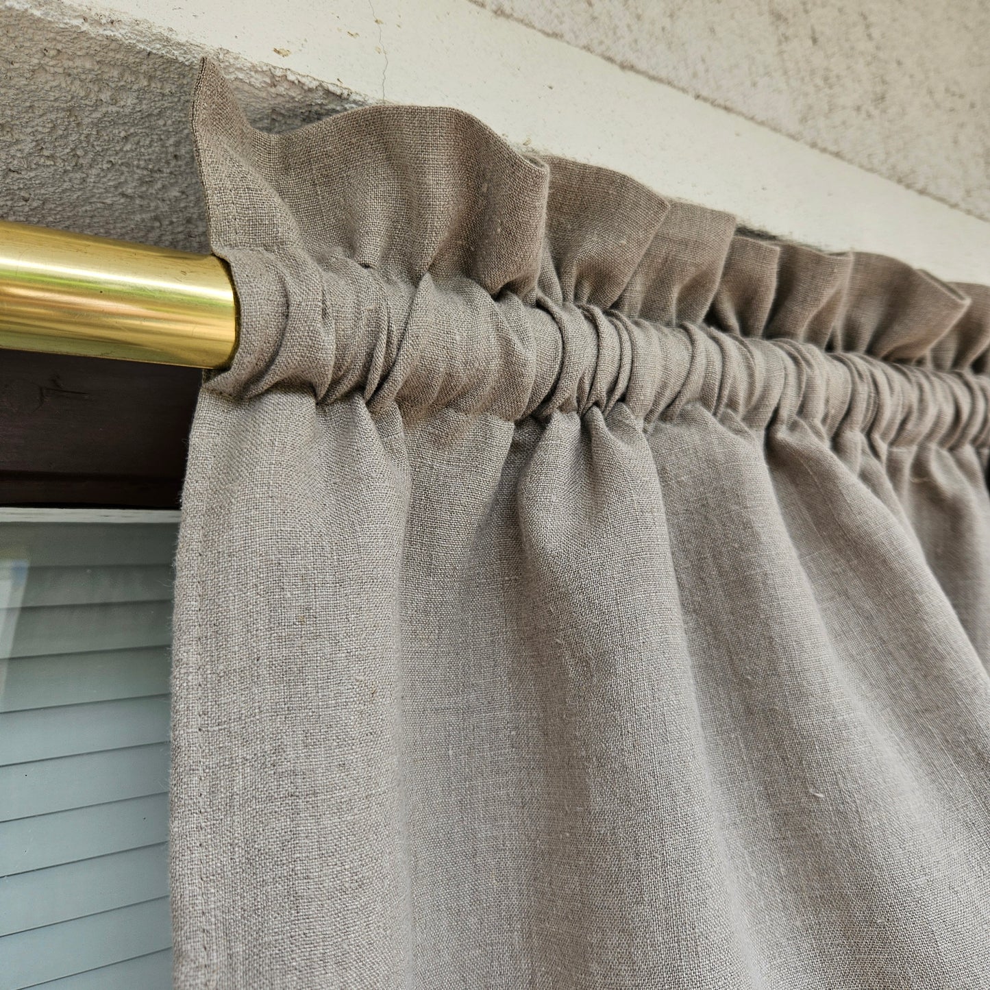 Natural linen Cafe Curtains in custom size, custom size Farmhous window panel, Living room Cafe Kitchen window curtain custom size