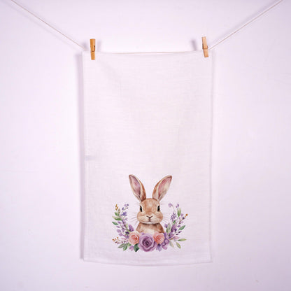 Easter basket kitchen Towel in linen - Easter eggs Hand Towels Tea - Farmhouse Floral Dish Towel - Kitchen Décor Eastern Kitchen Tea Towel
