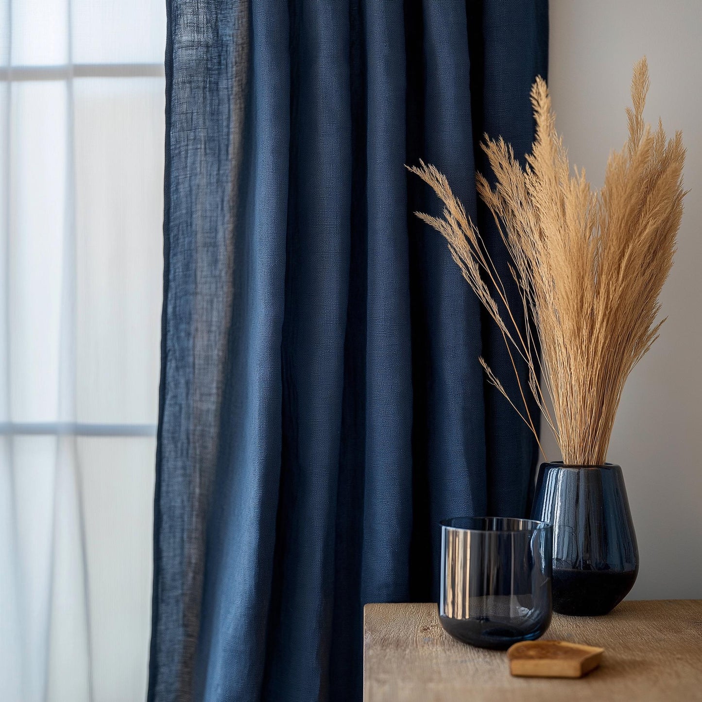 Heavy Linen Curtains natural - 100% linen Extra Long Curtains - Linen Curtains with rod pocket - neutral PREWASHED window panel curtains