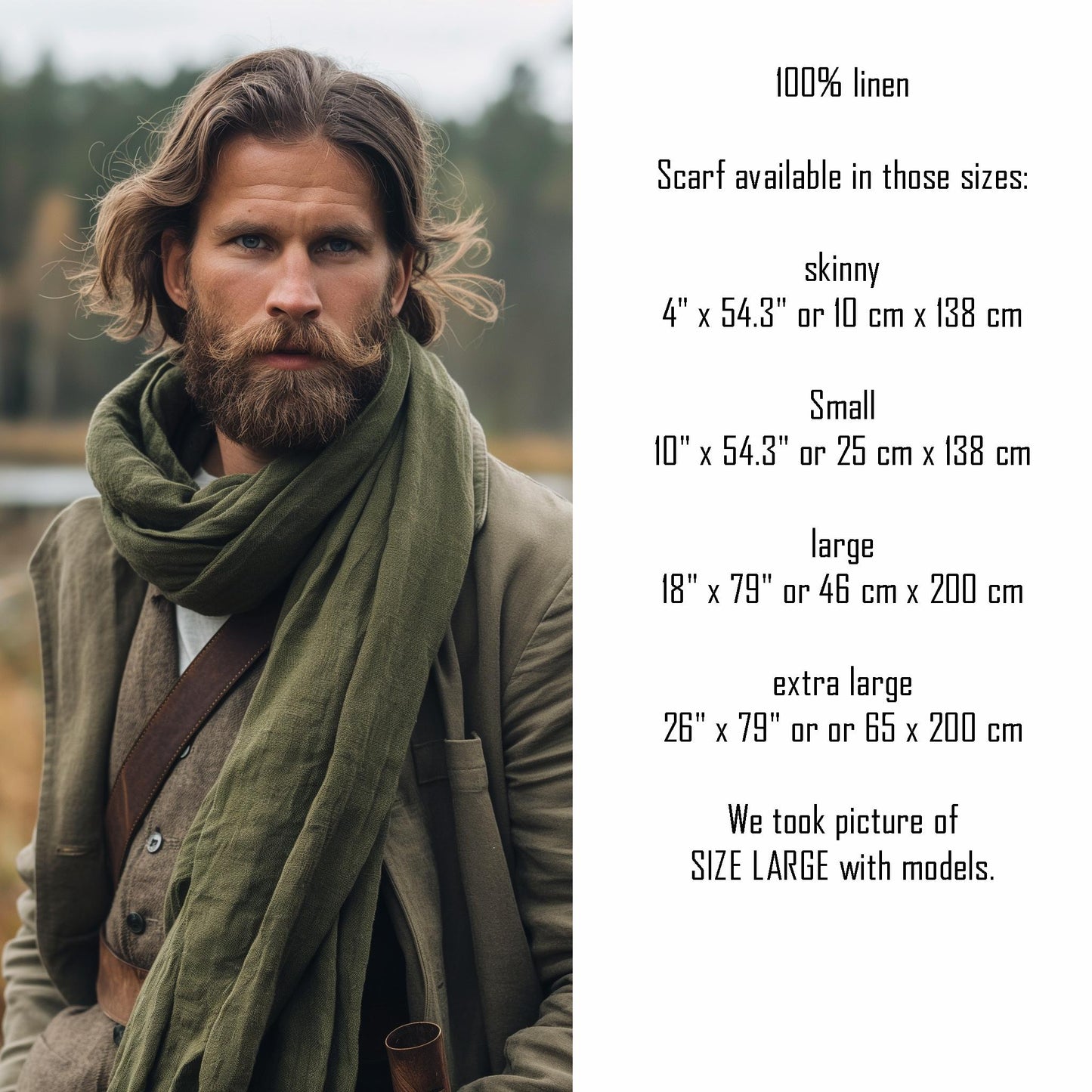 Linen Scarf in offwhite or others 40 colors, undyed organic pure linen scarf unisex. Gift for friend husband lover son callegue father