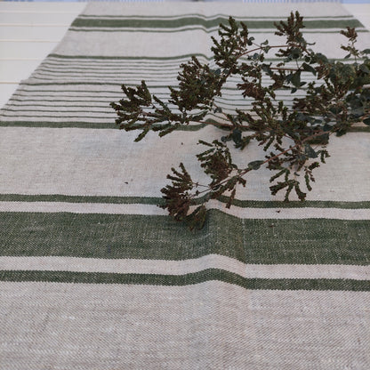 100% Linen tablecloth striped PREWASHED French table cloth, rustic rectangle square oval table, country style tablecloth Sack weave linen