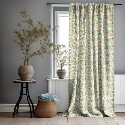 William Morris Curtain Panel Trellis, Floral Botanical Blue Print  Curtain Panels,  Curtains for living room