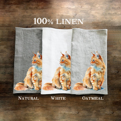 Cat kitchen Towel in linen, hand Towels Tea in linen,  pets Dish Towel  Kitchen Décor Tea Towel in linen