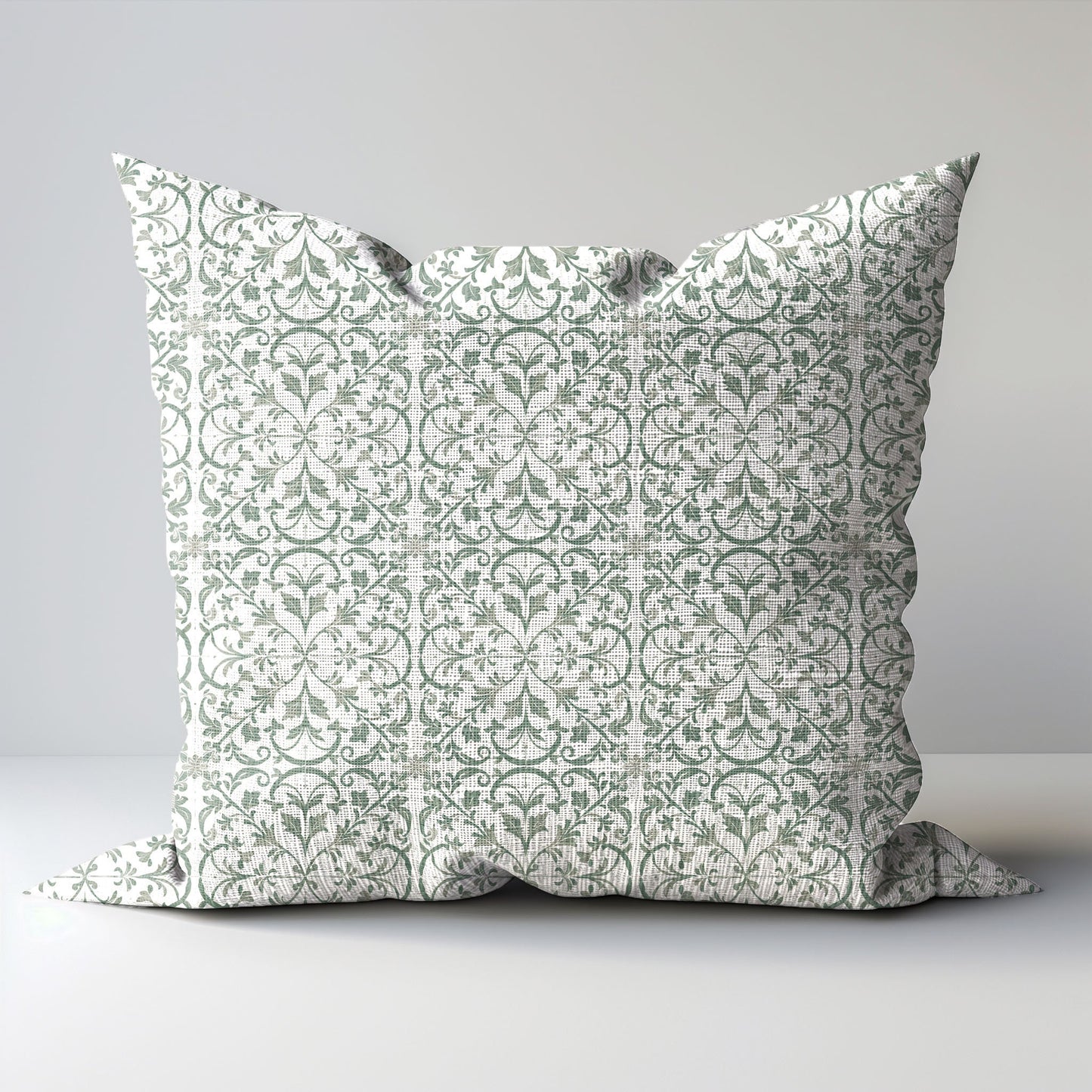 Modern grey linen Floral Pillow Cover, neutral Boho Pillow block print on linen, Coutrynome block printed pillow case in European flax