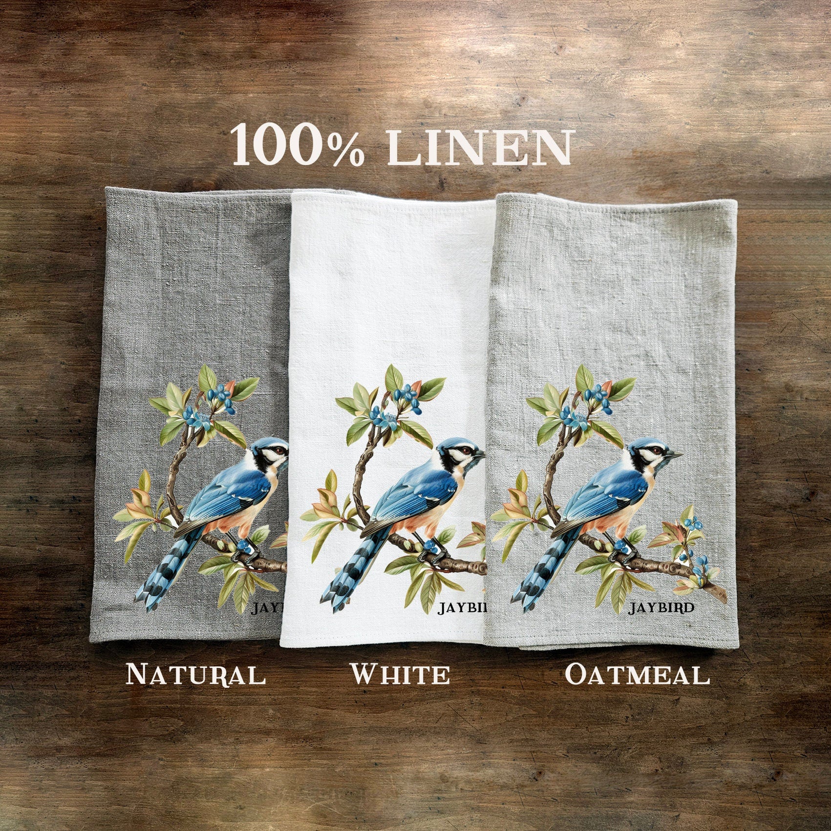 jaybird bird linen towel for kitchen, tea hand towelin linen with jaybird print