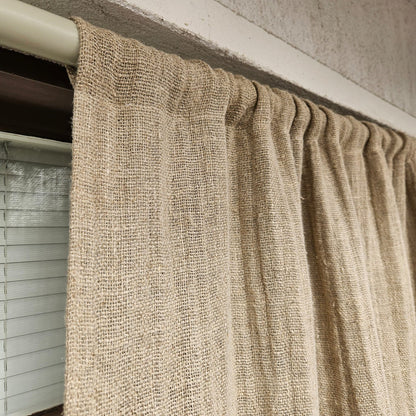 white grain sack Cafe Curtains, burlap Farmhous window panel, Living room Cafe Kitchen window curtain custom size