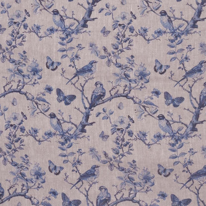 linen napkins in toile de jouy blue with burd and butterflies