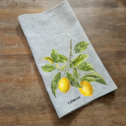 Lemon fruit tree Tea Towel in linen, Botanical hand Towels Tea in linen, Citrus Dish Towel  Kitchen Décor Tea Towel in linen