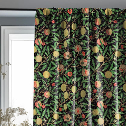 William Morris Curtain Panel Pomegranate, Floral Botanical Blue Print Curtain Panels,  Victorian Art and Crafts Curtains for living room