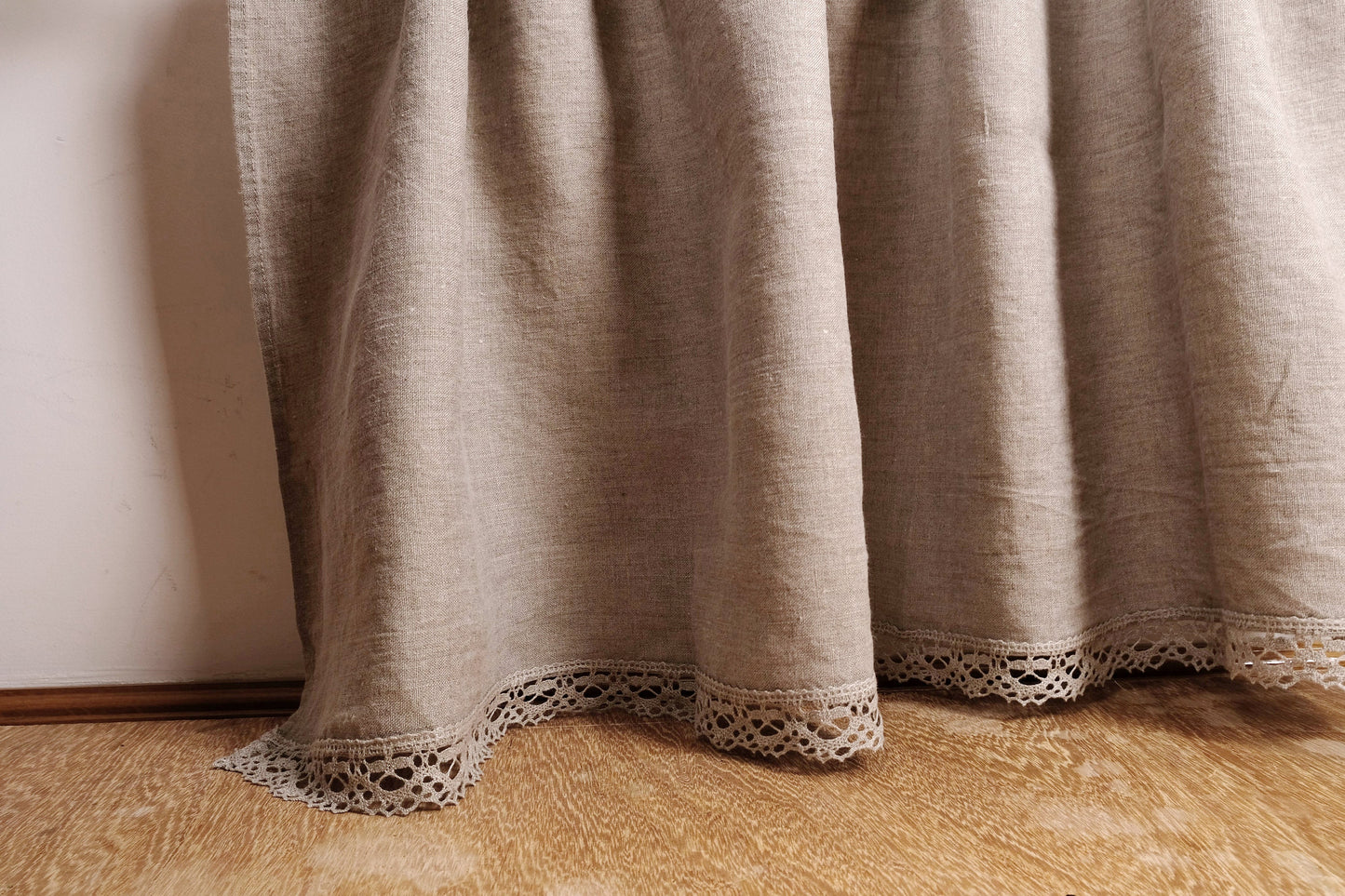 Ticking Valance - Farmhouse Curtain - Pure linen window treatment. Living room Cafe Kitchen window panel. Grain sack flax farmhouse style
