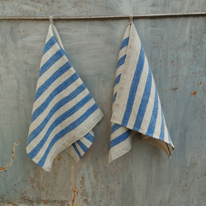 Linen towel Stonewashed STRIPEN  - heavy soft flax fabric hand towel, kitchen Dish towel in stripes