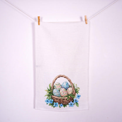 Rabbit kitchen Towel in linen - Easter bunny Hand Towels Tea - Farmhouse Floral Dish Towel - Kitchen Décor Eastern Kitchen Tea Towel