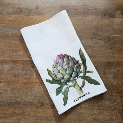 artichoke Tea Towel in linen, hand Towels Tea in linen,  vegetable Dish Towel  Kitchen Décor Tea Towel in linen