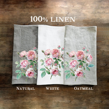 Peonies Tea Towel in linen, floral Hand Towels Tea, botanical Floral Dish Towel, Floral Kitchen Décor Tea Towel