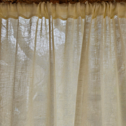 Sheer Linen Curtains, 100% linen Extra Long Curtains, Linen Curtains with rod pocket, yellow PREWASHED Sheer window panel