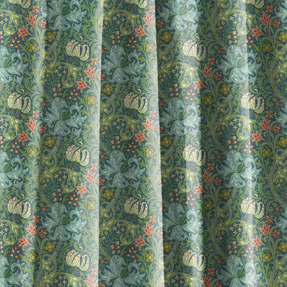 William Morris Curtain Panel Golden LIlly, Floral Botanical green Print Curtain Panels,  Curtains for living room