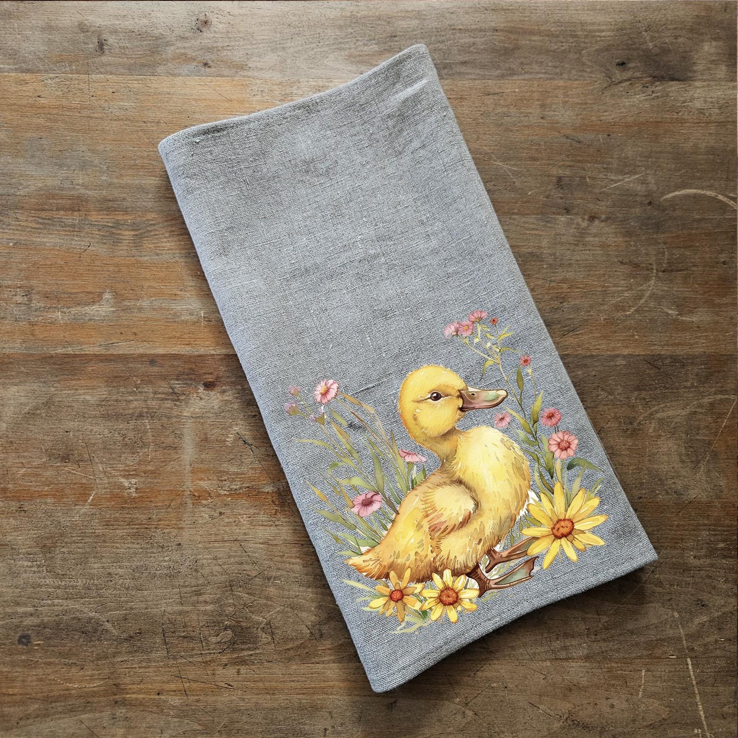 Duck Tea Towel in linen, Farm hand Towels Tea in linen, pets Dish Towel  Kitchen Décor Tea Towel in linen