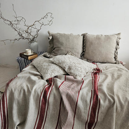 French linen Blanket, flax Bedspread - heavy weight huckaback linen bed cover - provence cottage coutrystyle Throw 100% Linen