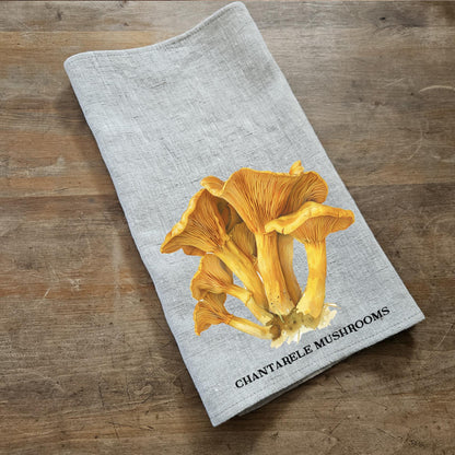 Mushroom Tea Towel in linen, Chantarele hand Towels Tea in linen,  Dish Kitchen Decor Tea Towel in linen Gift for Cook Baker Mother father