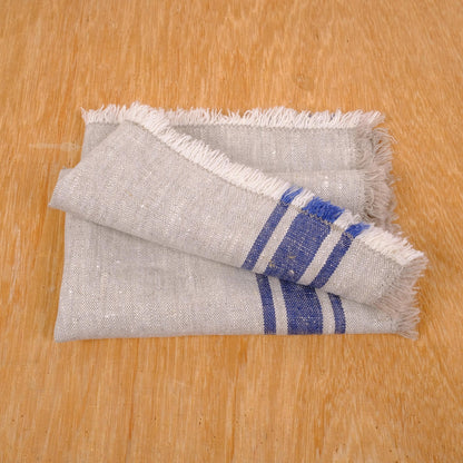 Linen napkins - French linen. Natural outmeal stripes Cottage, coutry style linen. Set of linen napkins. Stonewashed. Linen cloth napkins.