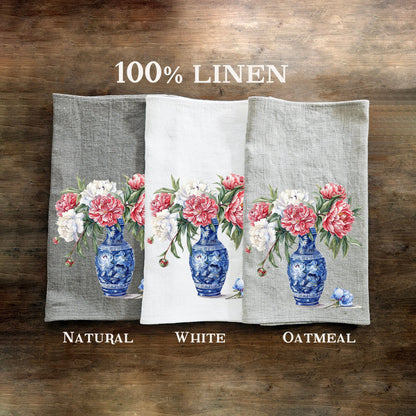 Roses Tea Towel in linen, floral Hand Towels Tea, botanical Floral Dish Towel, Floral Kitchen Décor Tea Towel