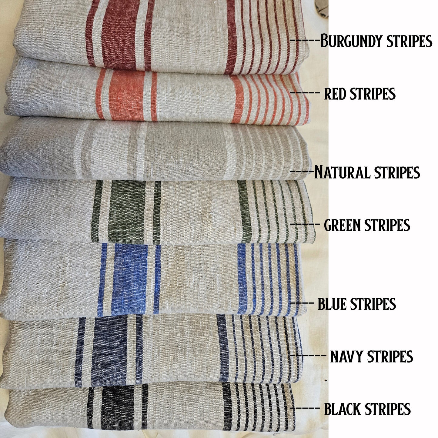 French striped linen Curtains in custom size - window panel for kitchen Living room farmhouse - Grain Sack green striped curtain
