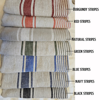 French striped linen Curtains in custom size - window panel for kitchen Living room farmhouse - Grain Sack green striped curtain