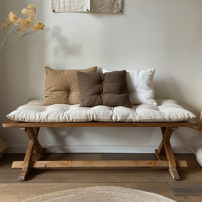 Bench cushion in linen in custom size,  natural Window seat cushions, Custom Chair seat pad with removable cover
