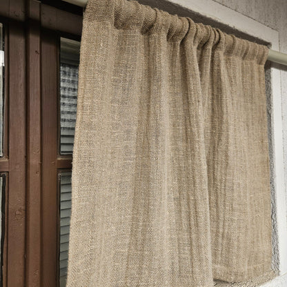 white grain sack Cafe Curtains, burlap Farmhous window panel, Living room Cafe Kitchen window curtain custom size