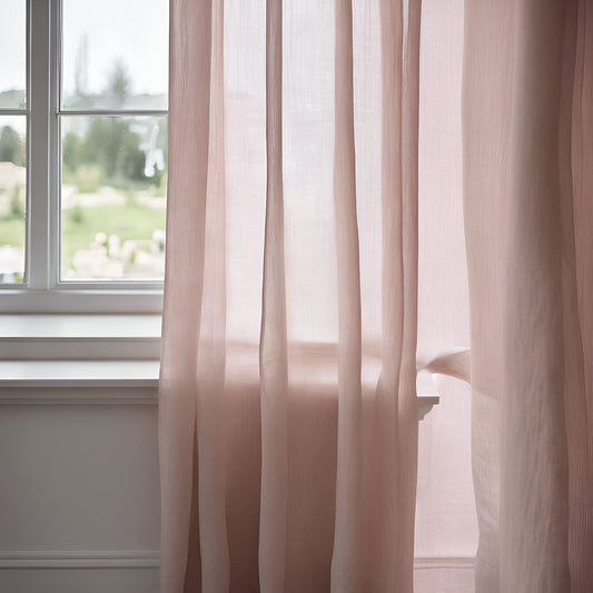 Sheer Linen Curtains, 100% linen Extra Long Curtains, Linen Curtains with rod pocket, pale pink PREWASHED Sheer window panel