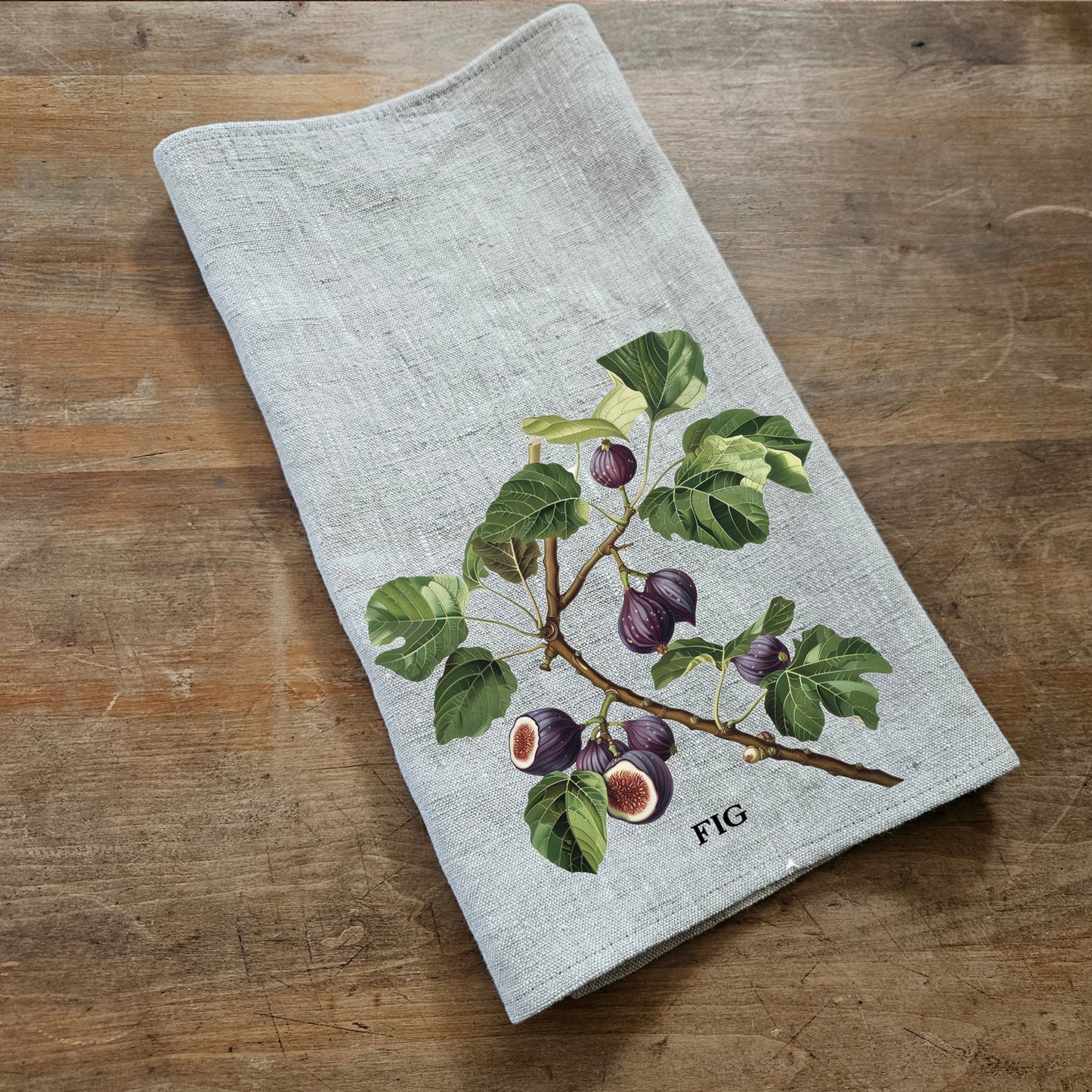 fig fruit tree Tea Towel in linen, Botanical hand Towels Tea in linen, fig fruit Dish Towel  Kitchen Décor Tea Towel in linen