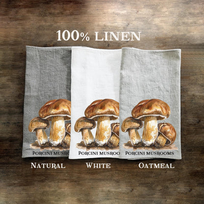 Mushrooms Kitchen Towel in linen, Foodie Hand Towels Tea in linen,  linen Dish Towel  Kitchen Décor Tea Towel in linen housewarming gift
