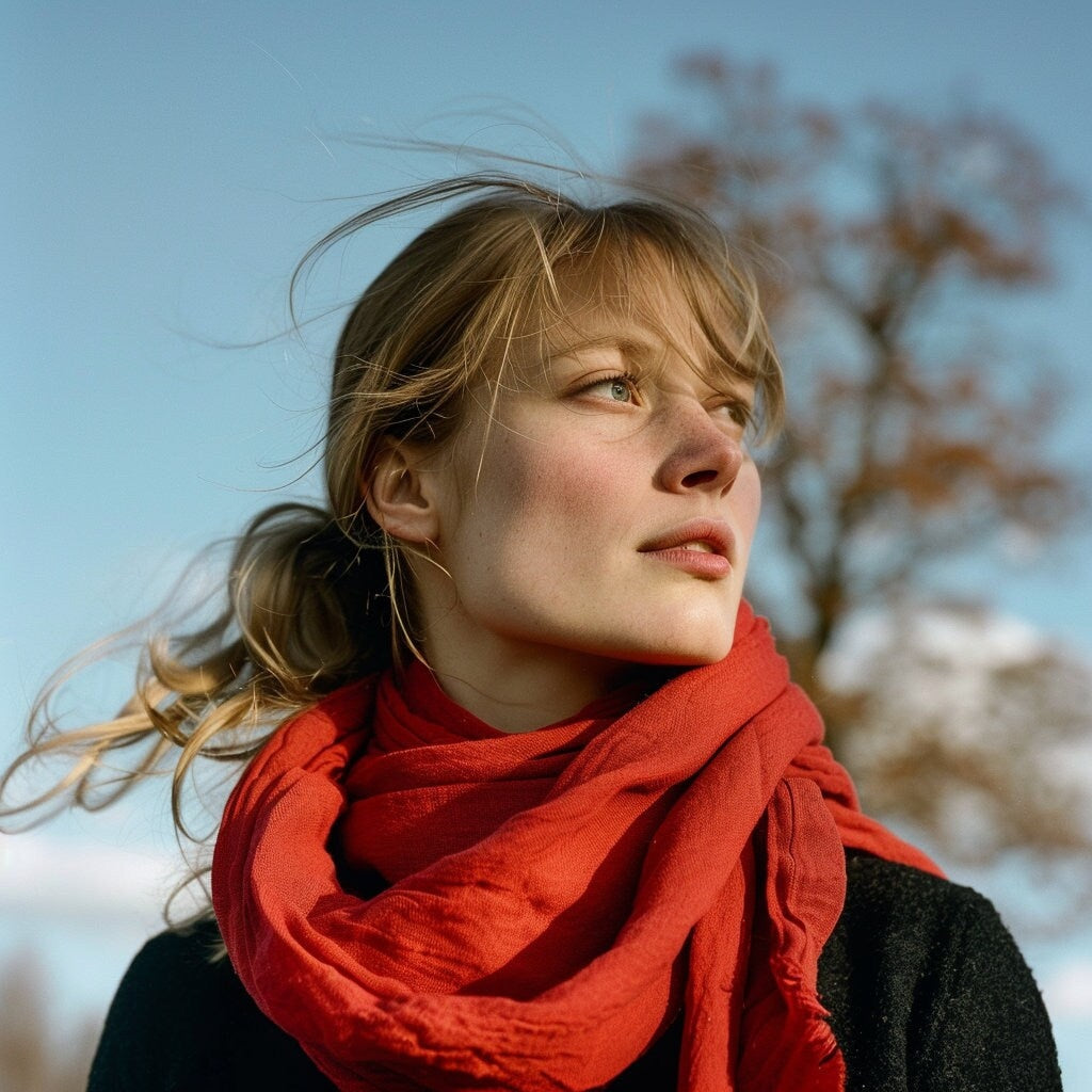 brick red linen scarf for women or men, gift for father husband friend lover