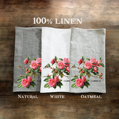 Tansy Tea Towel in linen, floral Hand Towels Tea, botanical Floral Dish Towel, yellow flower Kitchen Décor Tea Towel