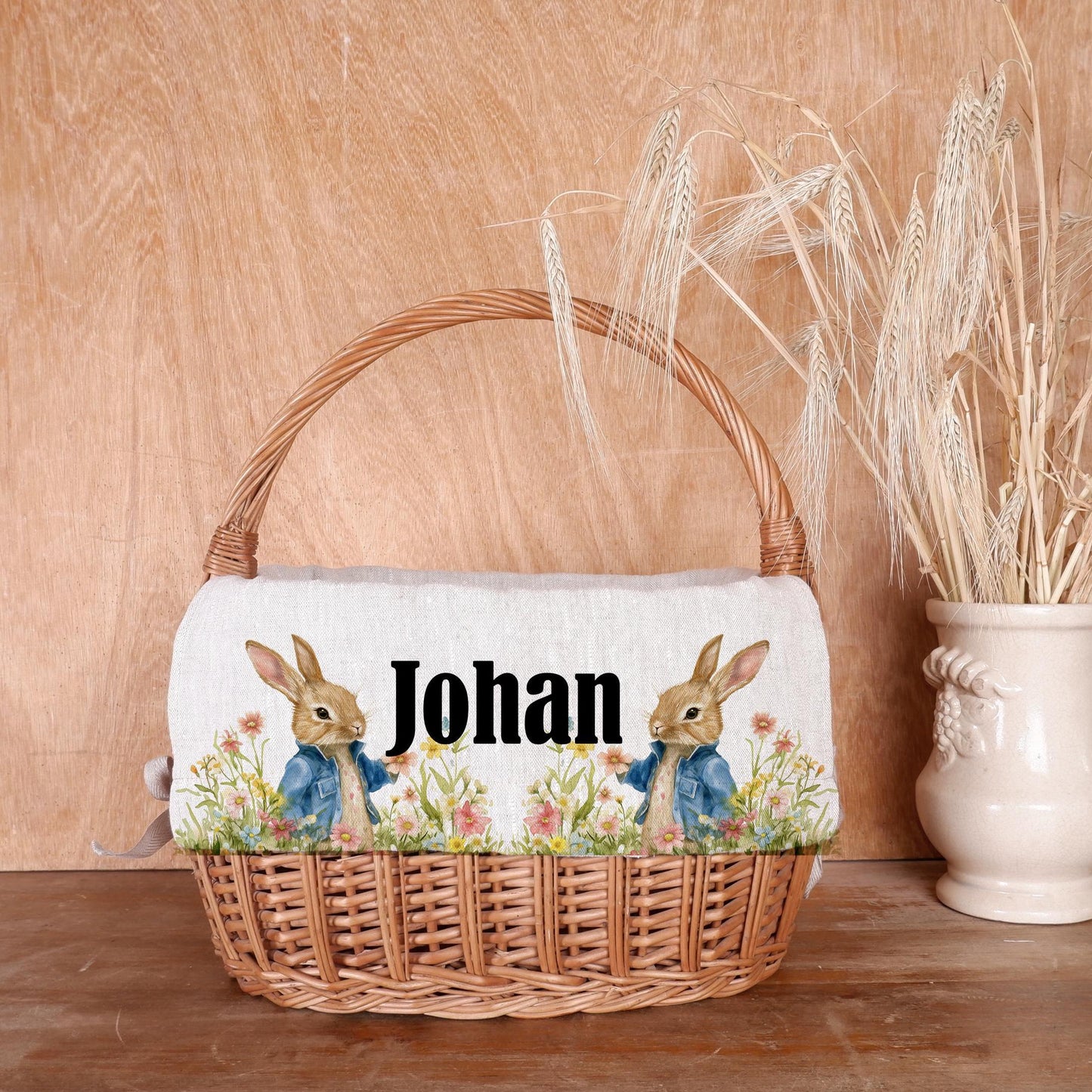 Bunny Basket Liner with monogram - Customized Easter Basket Liner  - Personalized Girl or Boy  Easter Basket Liner Rabbit
