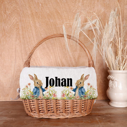 Bunny Basket Liner with monogram - Customized Easter Basket Liner  - Personalized Girl or Boy  Easter Basket Liner Rabbit
