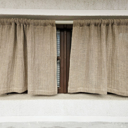 white grain sack Cafe Curtains, burlap Farmhous window panel, Living room Cafe Kitchen window curtain custom size