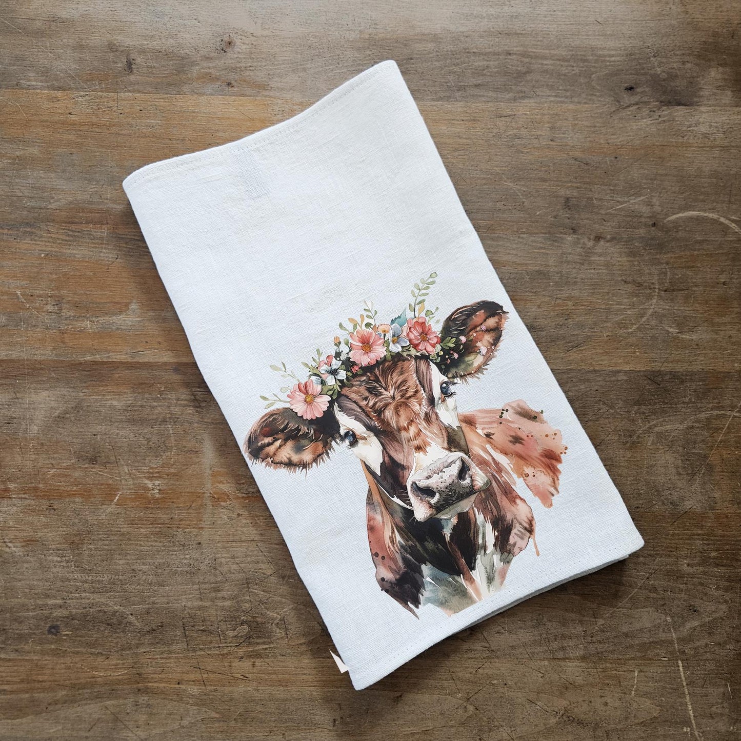 Kitchen Towel in linen Cow print Farmhouse style, hand Towels Tea in linen, pets Dish Towel  Kitchen Décor Tea Towel in linen
