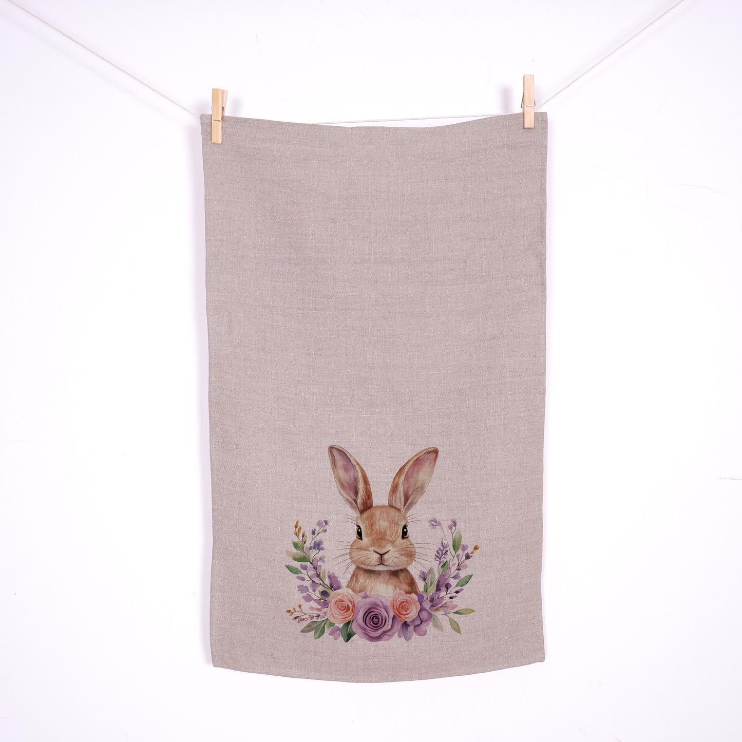 Easter basket kitchen Towel in linen - Easter eggs Hand Towels Tea - Farmhouse Floral Dish Towel - Kitchen Décor Eastern Kitchen Tea Towel